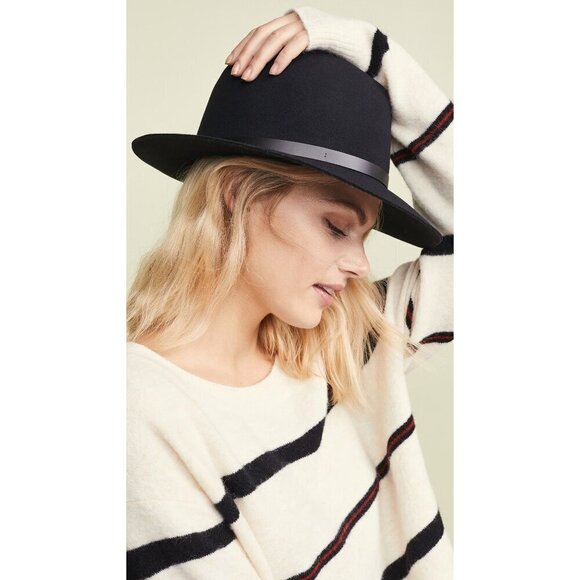 Rag & Bone Floppy Brim Wool Fedora Black Womens Size Small - Picture 3 of 10
